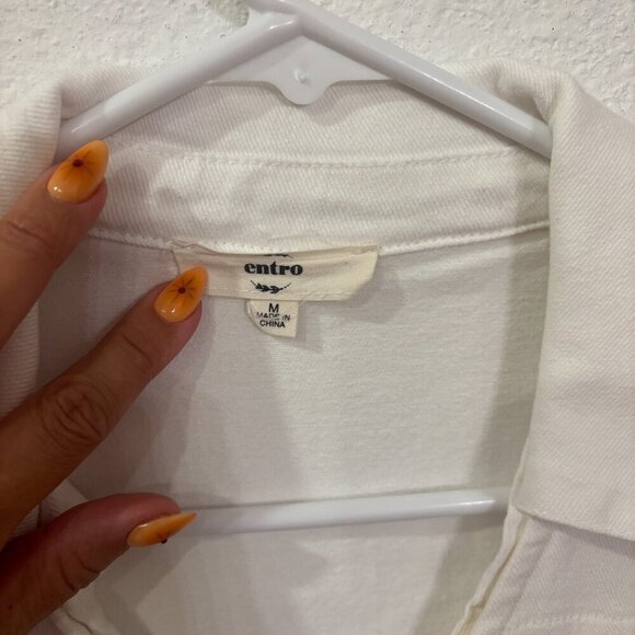 Entro Zipper Front White Denim Romper - Picture 5 of 6